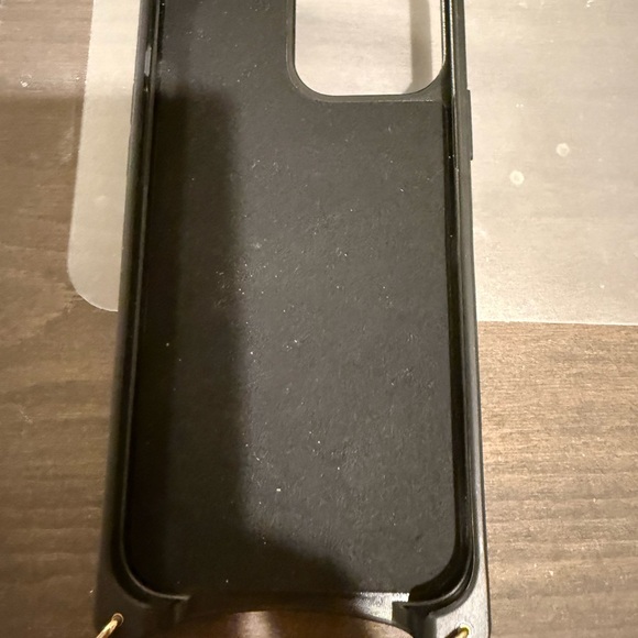 Bandolier Black Leather Phone Case with Gold Accents for iPhone 13 Pro Max - Picture 2 of 5